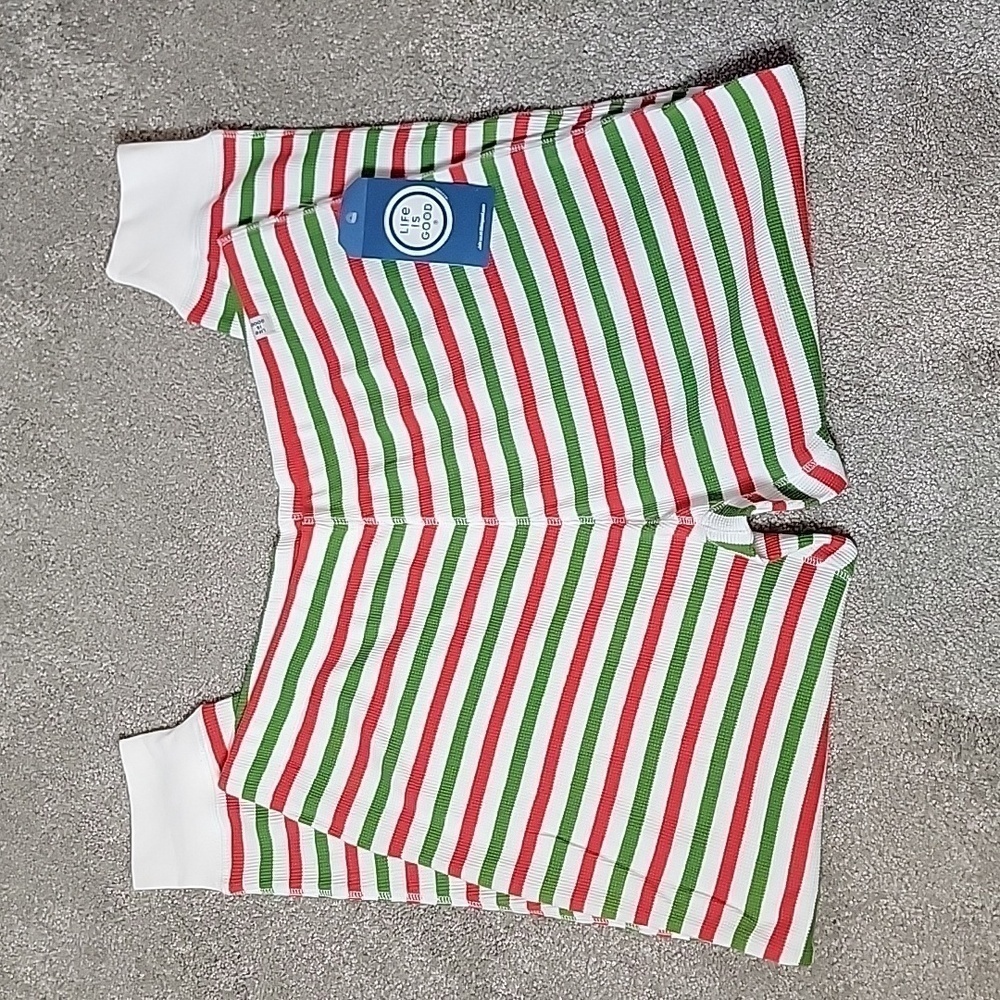 NWT Life is Good Men's ribbed stripped Christmas pajama bottoms